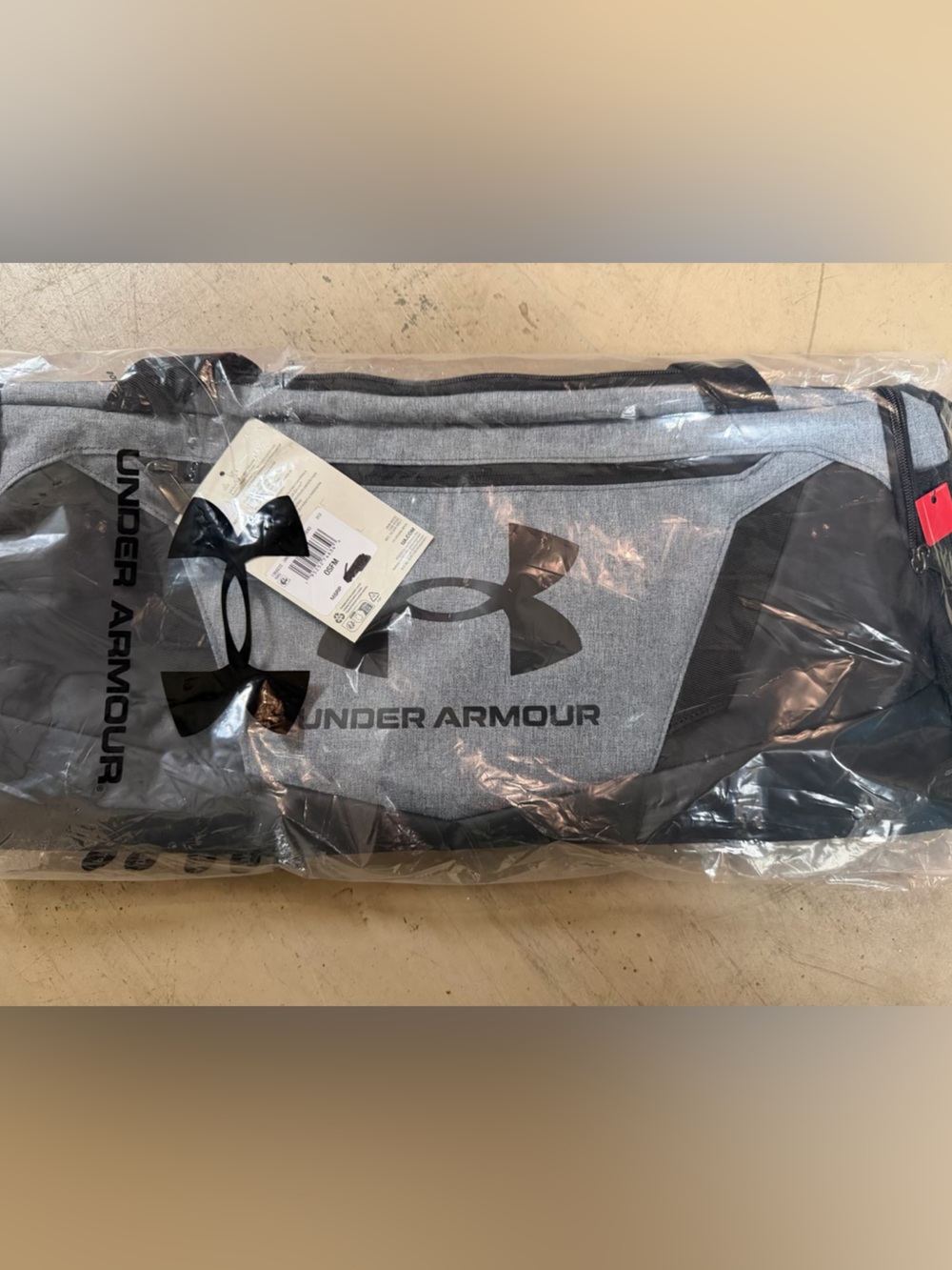 Under Armour Light Gray and Black Duffle Bag